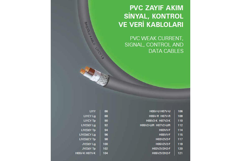 PCV Zayıf Aklım Sinyal, Kontrol ve Veri Kabloları